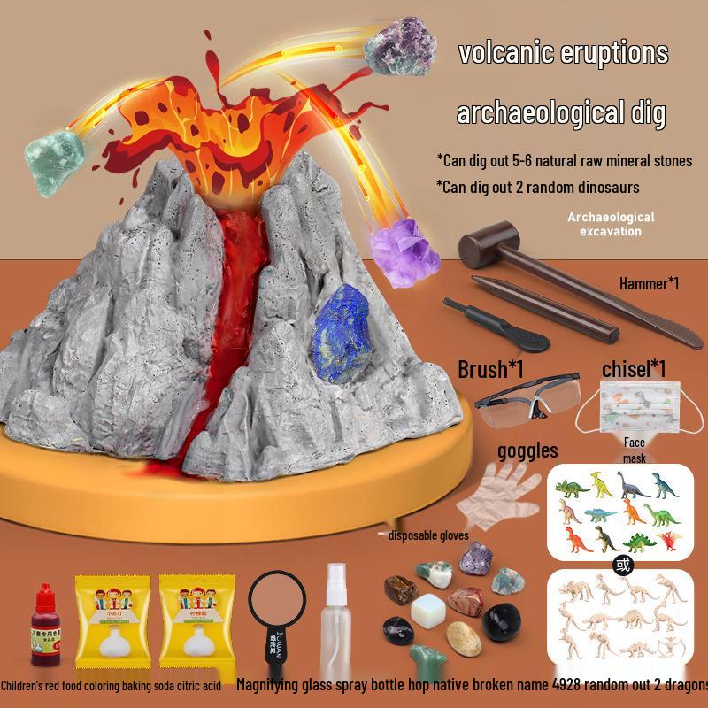 Dinosaur Fossil Dig & Volcano Science Experiment Kit for Kids