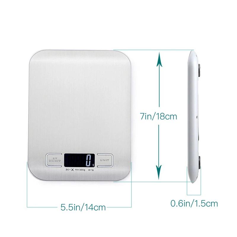 Balanza de Cocina Digital con Retroiluminación 5kg/1g O 10kg/1g Plataforma de Acero Inoxidable Balanza de Pesaje Balanza de Alimentos Oro Rosa / Plata
