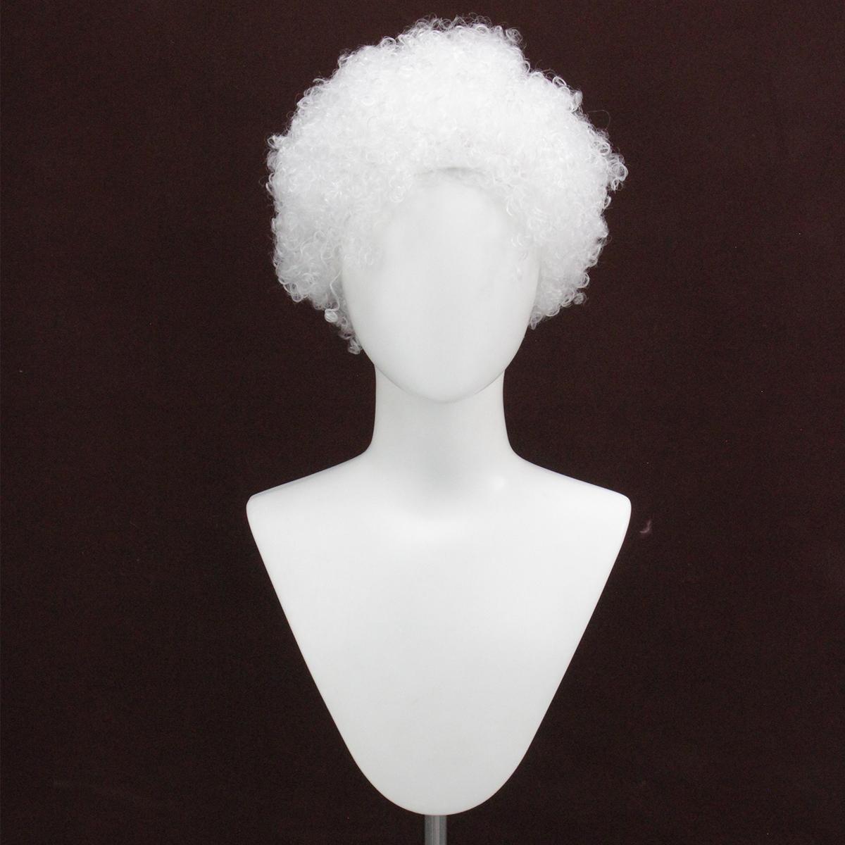 

White fluffy small curled short hair synthetic wig | grandpa white hair clown figure cos special