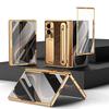 Plating Leather Phone Case For Samsung Galaxy Z Fold 8 Wide 7 6 5 4 TriFold Luxury Hidden Bracket Cover with Pen Slot & S Pen Screen Protector Film