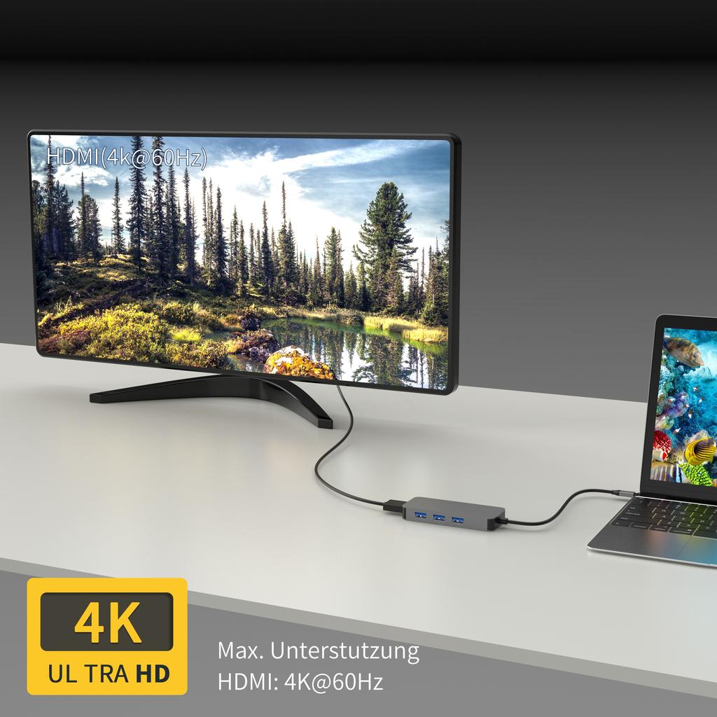 Docking Station with 4K HD PD Usb3.0 SD TF RJ45 Port Type c Hub Support Read 2 Cards Same Time