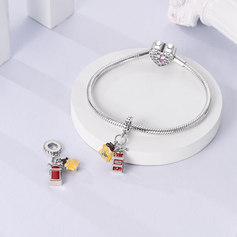 Pendant Charm Bead Copper Pink Arrow Heart Pendants Fit Original Bracelet For Jewelry Making Valentine'S Day Gift