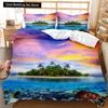 Beach Duvet Cover Set Summer Ocean Bedding Set Hawaiian Marine Sea Waves 3D Print Starfish Polyester Comforter Cover Queen King