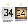 Solar Powered House Number Sign with LED Backlight Auto On/Off Waterproof LED Modern Address Plaque Outdoor Security Light for Home Garden Garage