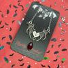 Gothic Bat Wings Necklace with Heart, Cross, and Red Glass Accents
