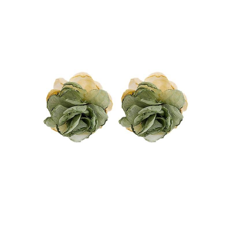 Ins Fairy Air Contrasting Color Atmosphere Burning Edge Lace Flower Rose Handmade Earrings, Gentle Summer Hong Kong Style Earrings