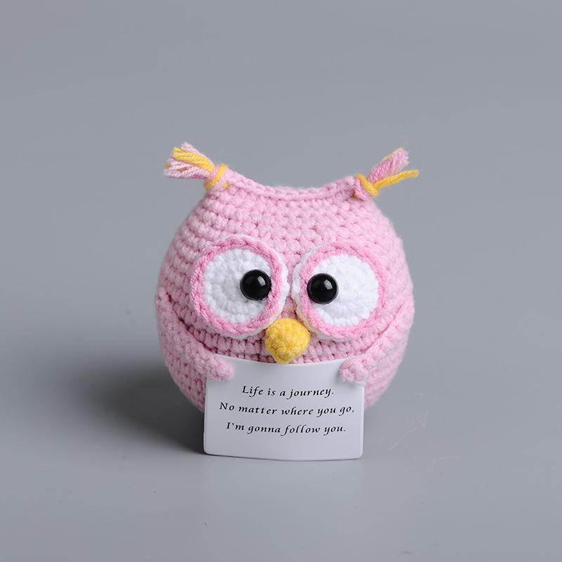 New Positive Energy Goose Hug Pocket Mini Handmade Plush Wool Knitting Doll with Card Funny Christams Gift Home Room Decoration