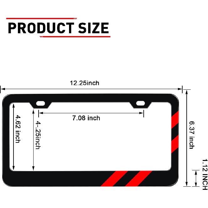2PCS Matte License Plate Frames For Dodge Charger Accessories Challenger Durango Universal Solid Rust-Proof Aluminum License Plate Cover Holder For