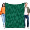 Dark Green Wavy Leaf Pattern Flannel Fleece Blanket, Ultra Soft Cozy Warm Lightweight Throw for Bed Sofa Living Room Home Decor
