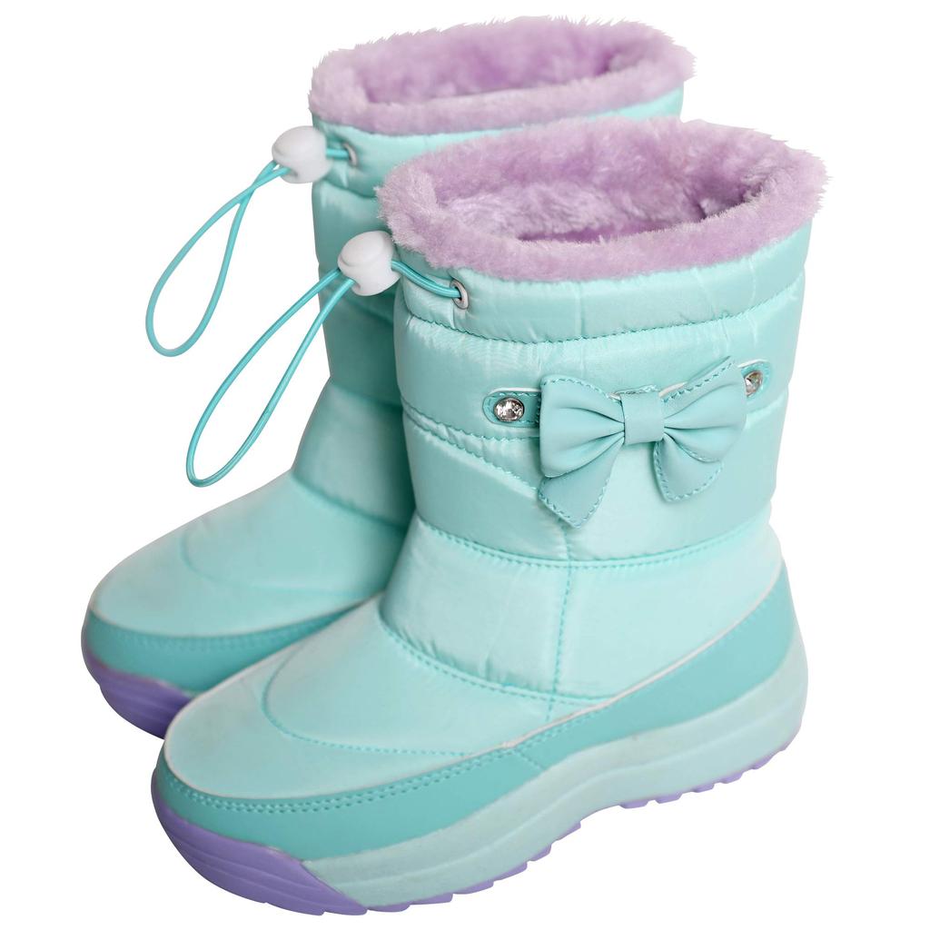 Snow Boots for Rain Boots for Cold Ribbon M [Arisana] Kids, Girls, Weather, Spiked, Boots, Mint, (19cm-20cm)