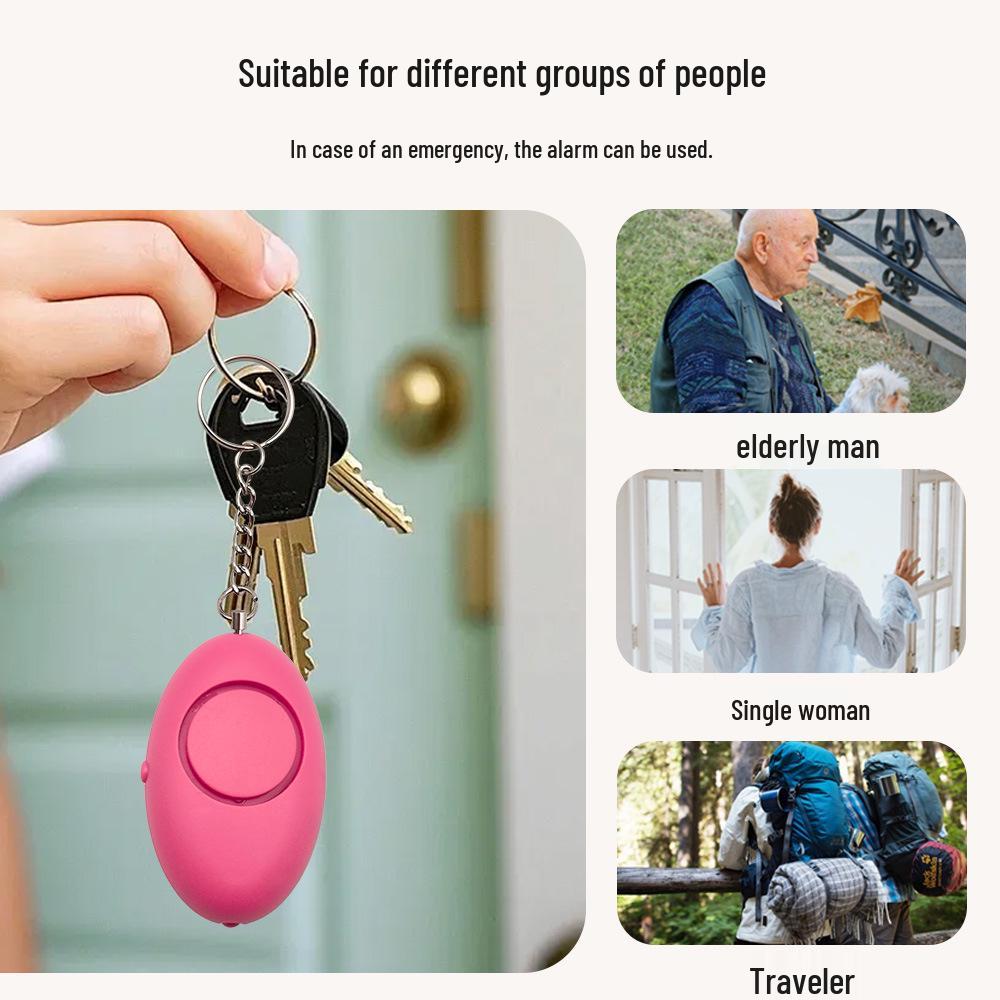 Oval Personal Alarm Keychain: Safety Self-Defense Device with LED Light for Women, Outdoor Use, and Wolf Repellent.