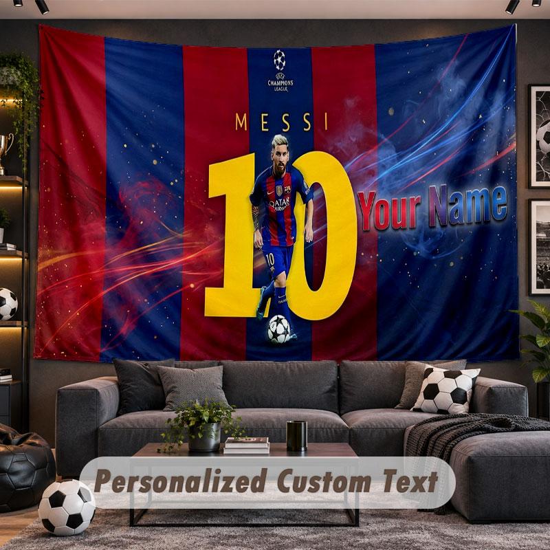 Wall Hanging Tapestry Custom NameLionel Messi Pattern Personalized Printed Fabric Wall Decor