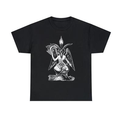 Baphomet T Shirt Goth Grunge Emo Y2K Punk Vintage Graphic Halloween Satanic Rave