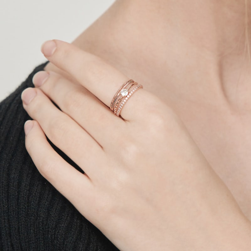 ELLE Jewelry Cubic Point 4-Piece Layered Ring ELBRWR128