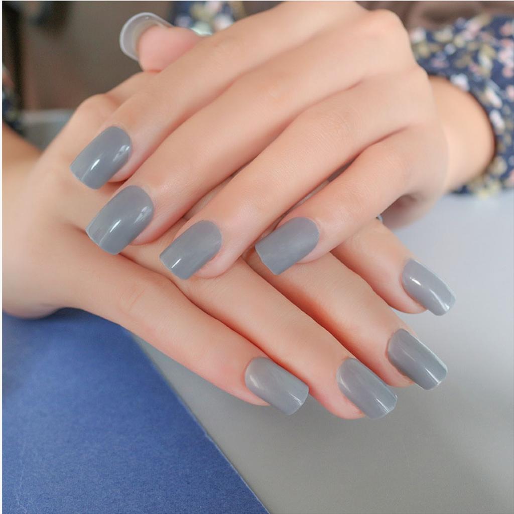 24pcs/Box Fashion Manicure Tool Artificial Square Head False Nail Tip Wearable Fake Nails Nail Tips