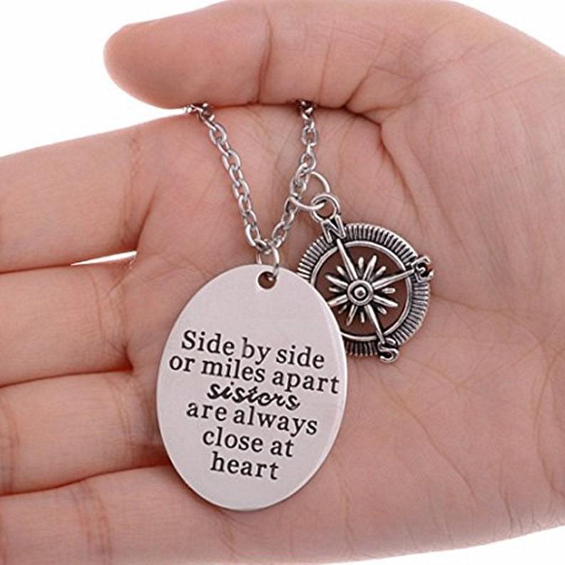 Side By Side Or Miles Apart Sisters Necklace