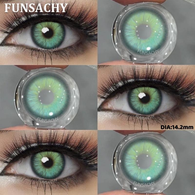 FUNSACHY 1 Pair Colored Contact Lenses Natural Big Black Eyes Blue Green Soft Contact Lenses for Women Brown Gray Contact Lenses