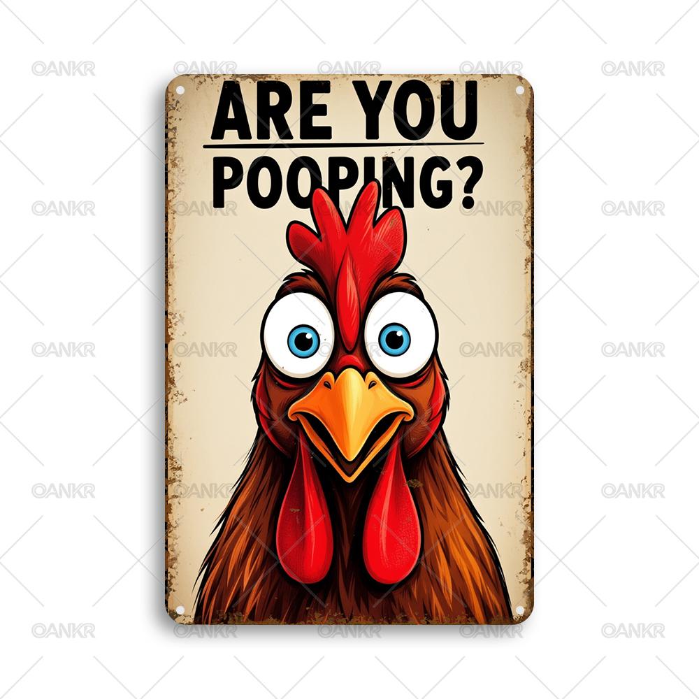 Funny Wall Art Are You Pooping Metal Tin Sign Vintage Bathroom Decor Poster Retro Gothic Home Decor for Apartment or House 20x30cm(7.8x11.8inch)