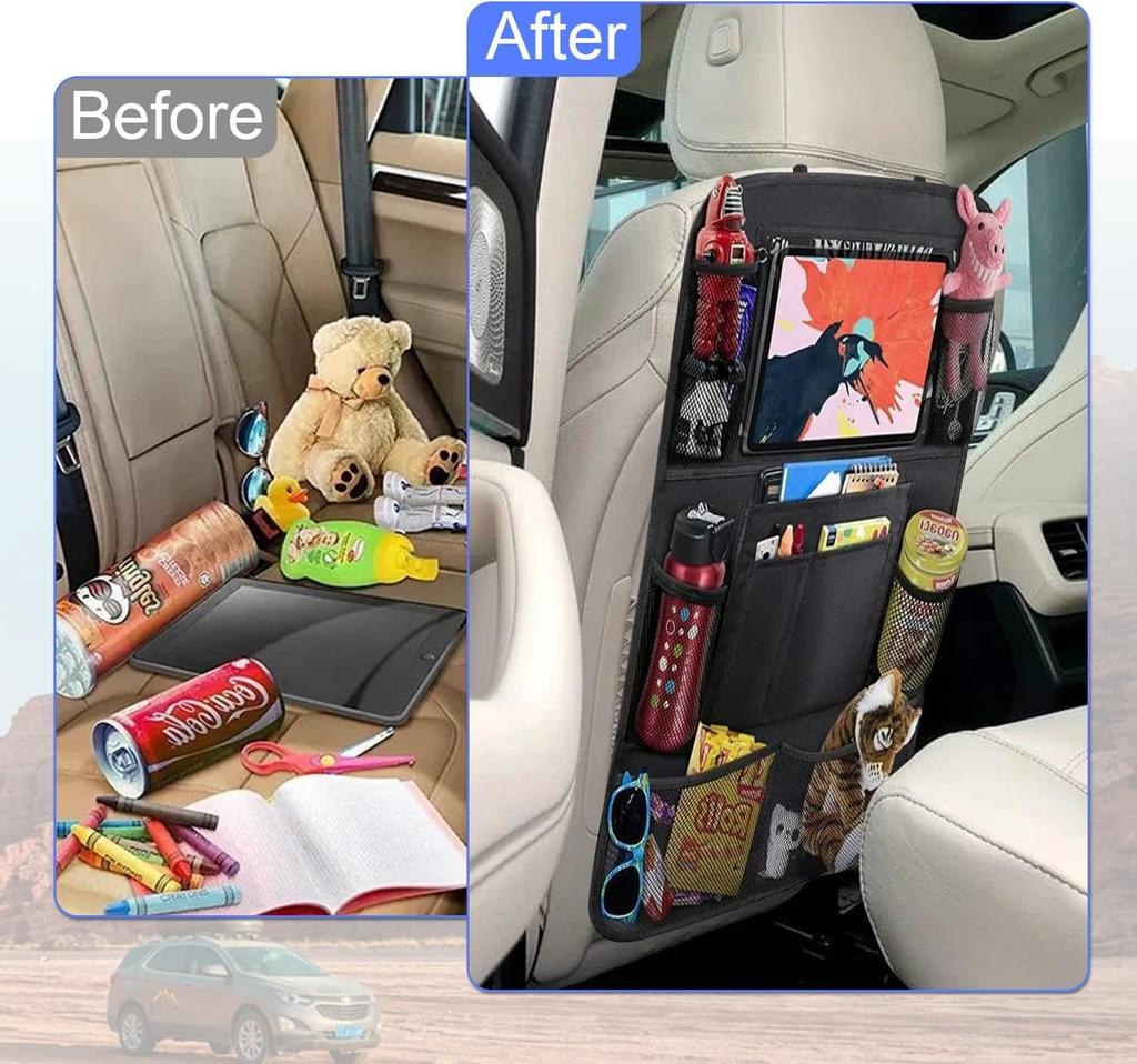 Car Backseat Organizer 2 Pcs,multifunctional Oxford Fabric Car Back Multi Pocket Storage Bag With Tablet Holder Protector For Kids