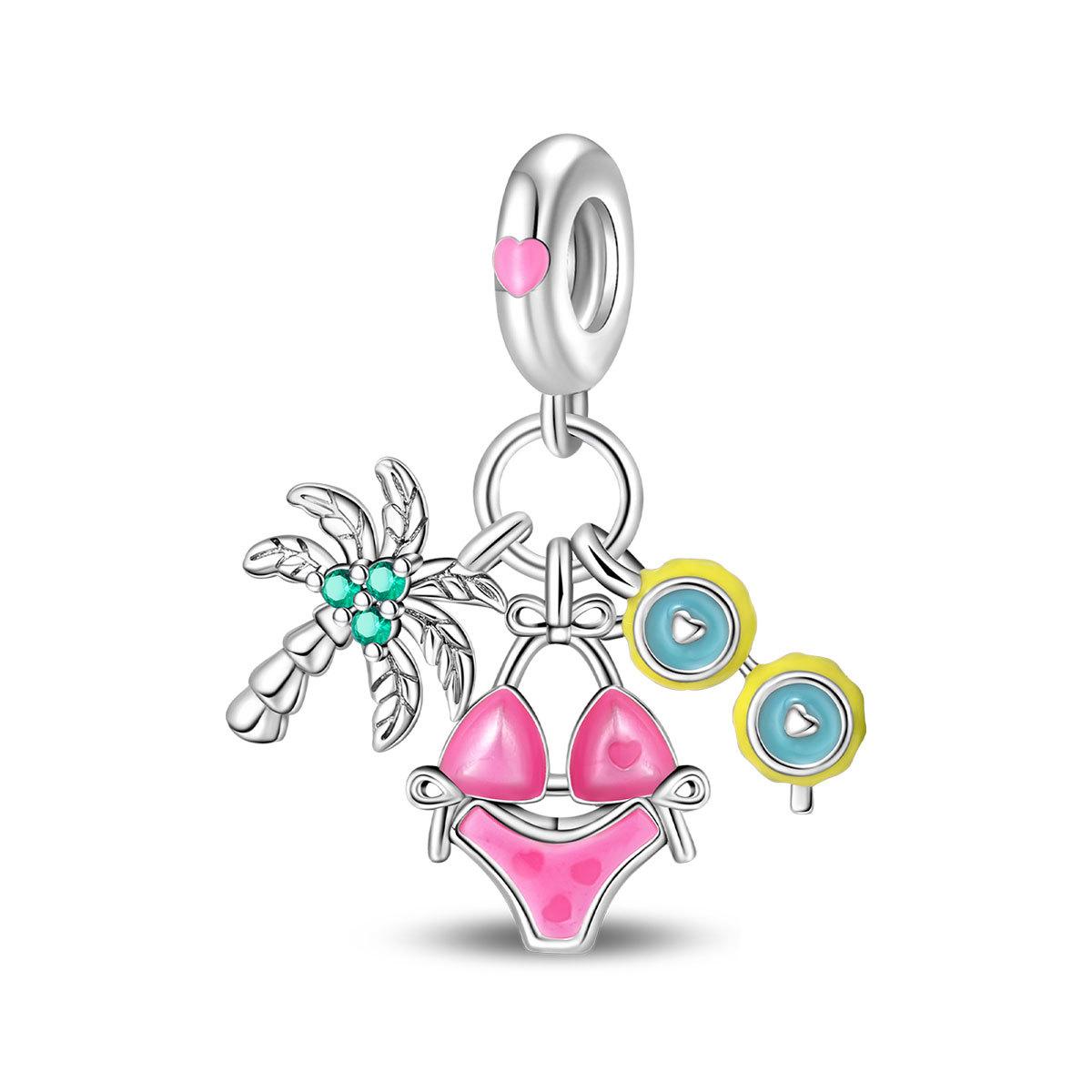 DIY Jewelry Bracelet Accessories Global World Travel Wind Resort Sun Beach Charm Pendant Beads 925 Silver 2026