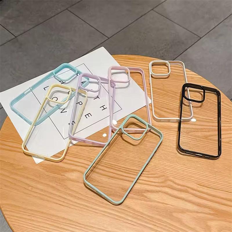 Luxury Candy Color Transparent Phone Case For iPhone17 11 12 13 14 15 16E 17Air Pro Max Plus Clear Acrylic Bumper Back Cases Cover