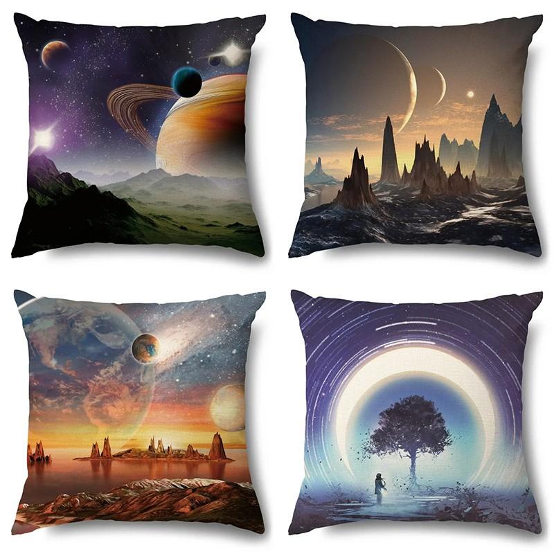Cosmic Landscape And Mysterious Planet Pillows Pattern Cushion Cover Suitable For Sofa Bedroom Car Pillow Cover