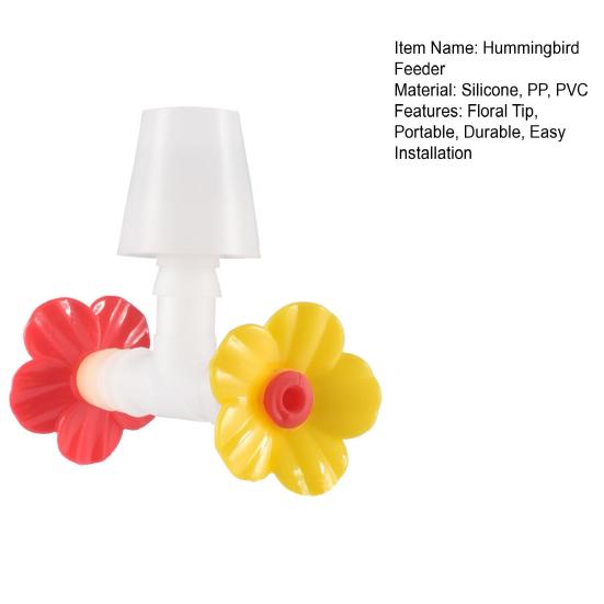 Hummingbird Feeder Tube And Stopper Single/Double Head Floral Tip Hummingbird Water Feeding Tube Replacement Parts for Making Your Own Birds Feeder