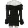 Damen Farbe Block Ein-Schulter Bodycon Kleid Herbst/Winter 2025