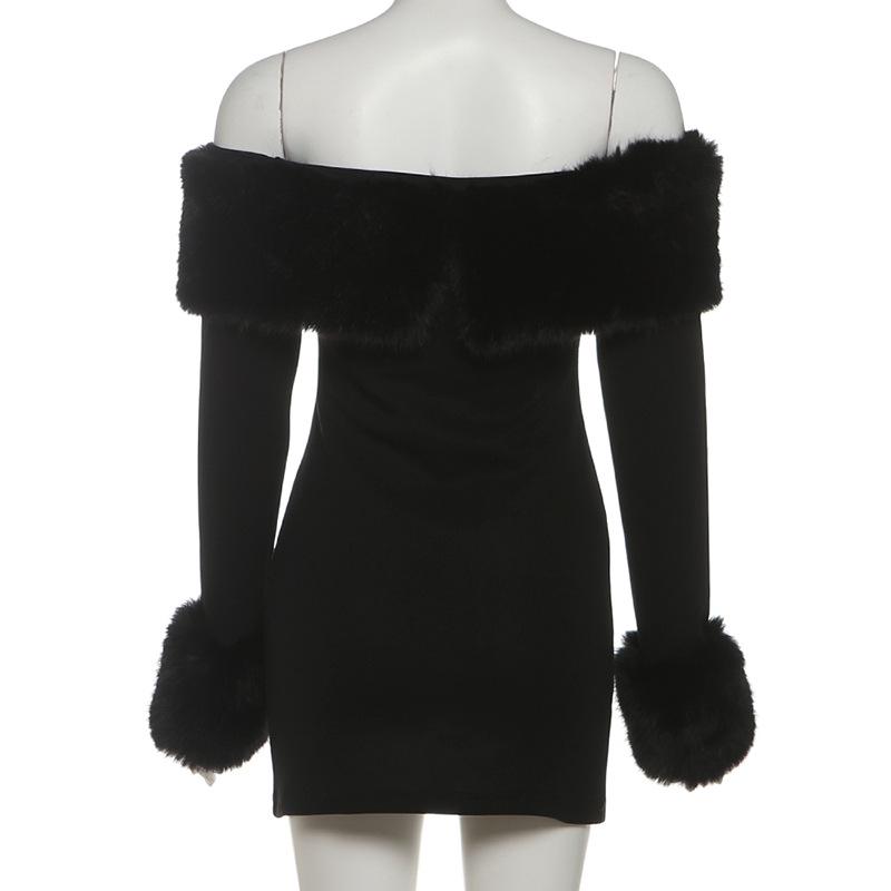 Damen Farbe Block Ein-Schulter Bodycon Kleid Herbst/Winter 2025