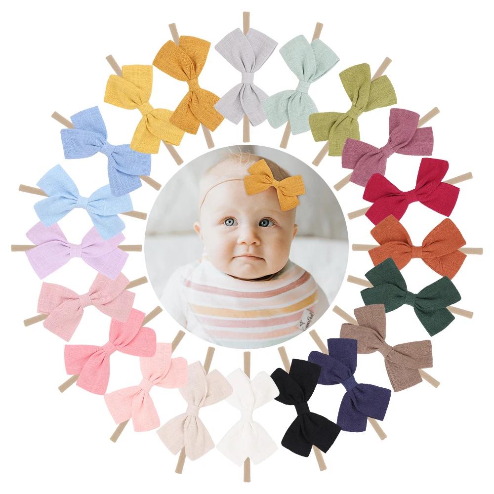 20Color 1Piece Cute Baby Headband Infant Kids Bows Headwear Tiara Gift Toddlers Bandage Newborn Girls Headwrap Hair Accessories