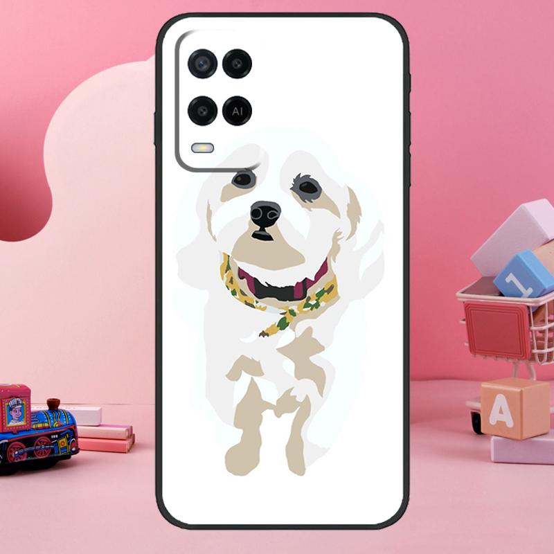 Cartoon Maltese Dog Case For Oppo A5 Pro A15 A17 A57 A77 A18 A38 A58 A78 A98 A94 A74 A54 A16 A76 A96 A40 A60 A80