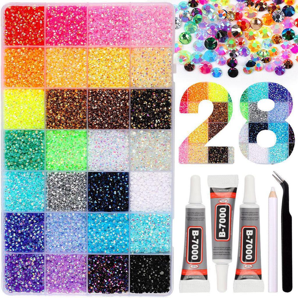 40-komorowe Rhinestones z Żywicy w Kolorach AB, Mieszane 3mm do Zdobienia Paznokci, Etui na Telefon i Ubrań DIY
