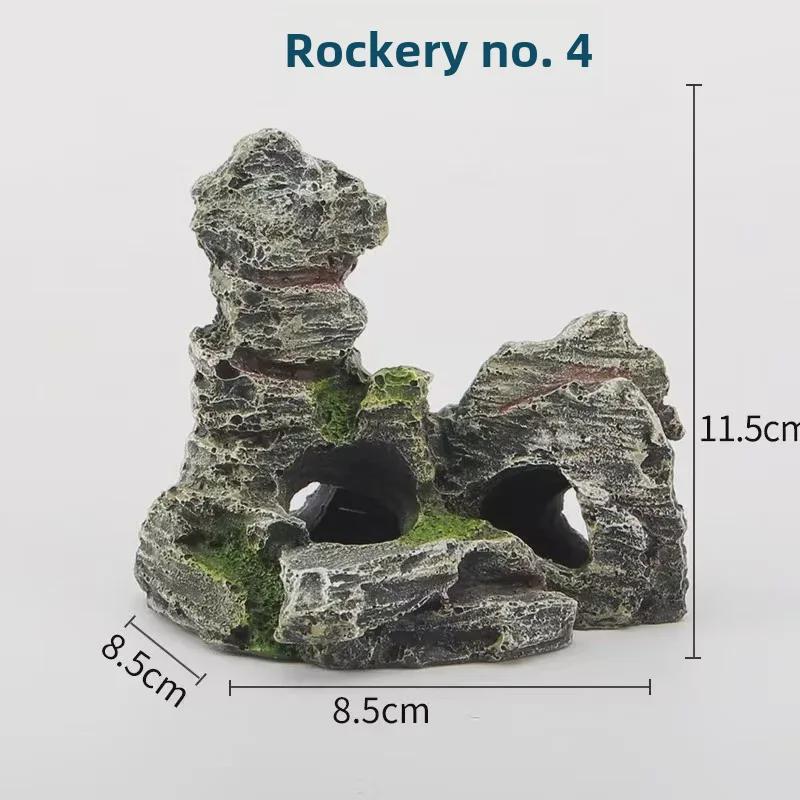 Steingarten-Dekoration aus Kunstharz mit Kiefer, Aquarium-Ornament, Landschaftsbau für Aquarien, Wassergras-Simulation, Steinversteck