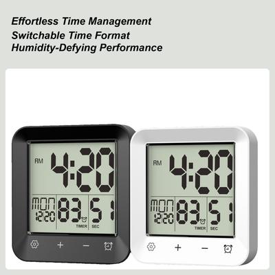 Bathroom Waterproof Shower Timer 12/24-hour Time Clock Date Week Digital Temperature Display LCD Display Screen Wall Clock Timer