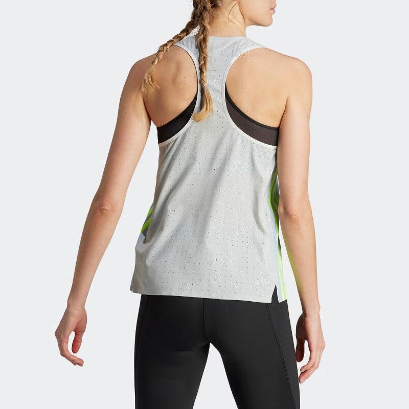 Adidas Color Block Quick Dry Running Vest Women Tops Blue Silver Gray IK3987