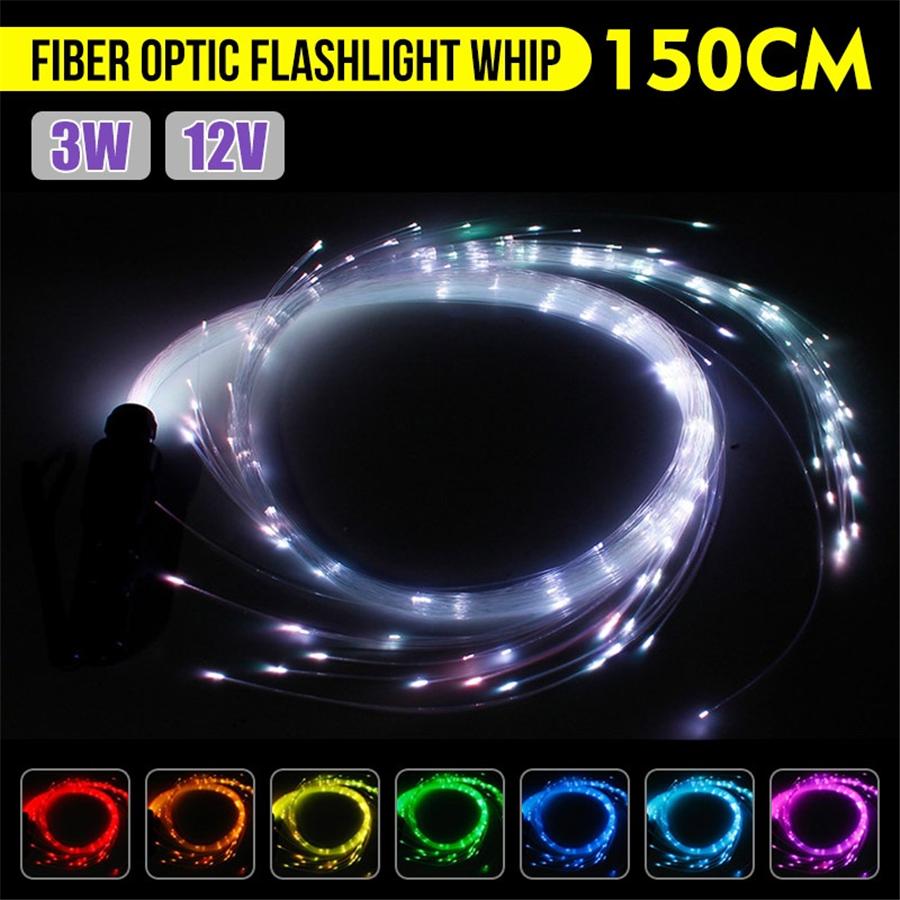 150CM RGB LED Fiber Optic Whip 360° Rotation More Modes and Effects Light Up Waving Holiday Lighting Fiber Optic Dance Whips