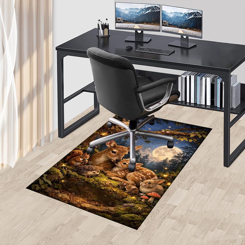 1PC forest animals Non-Slip Floor Carpet Compatible for Office&Living Room&Bedroom&Dining room - Flat - Weave Machine-S0402