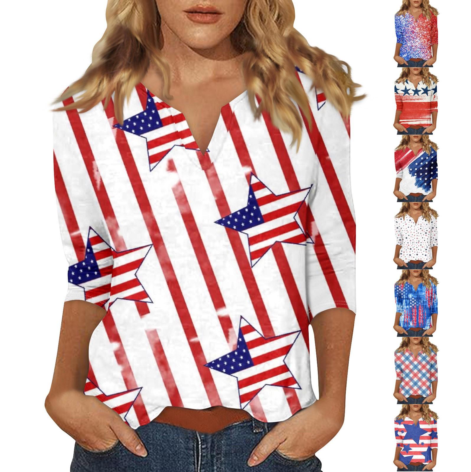 

Women s V -neck 3/4 Sleeve Print Top XXL