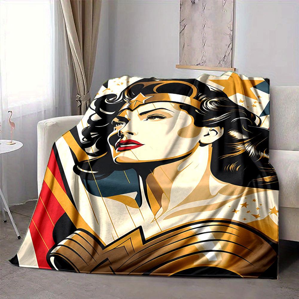 1pc Wonder Woman, Superhero Flannel Throw Blanket Soft, Warm & Cozy for Couch, Bed, Office, and Travel Versatile All Season Gift, Christmas present