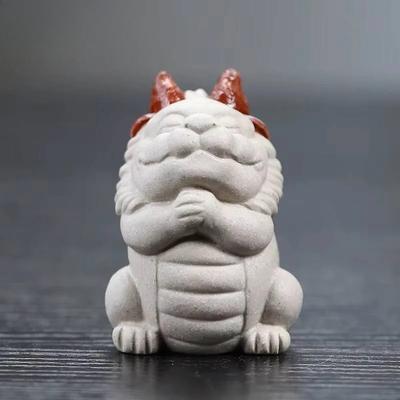 Boutique Small White Dragon Purple Clay Tea Pet Creative Lucky Model Figurine Household Tea Statue Ceremony Teaware Gift