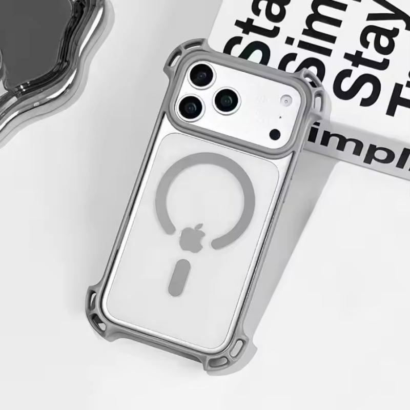 

Роскошный противоударный чехол-подушка безопасности для Magsafe для iPhone 17 16 15 14 13 12 Pro Max 17Pro iPhone11 Прозрачная акриловая ПК броня iPhone 17 Pro Max серый