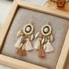 Bohemian long tassel earrings, women's high-end vacation style, personality exaggerated earrings, retro ethnic style earrings