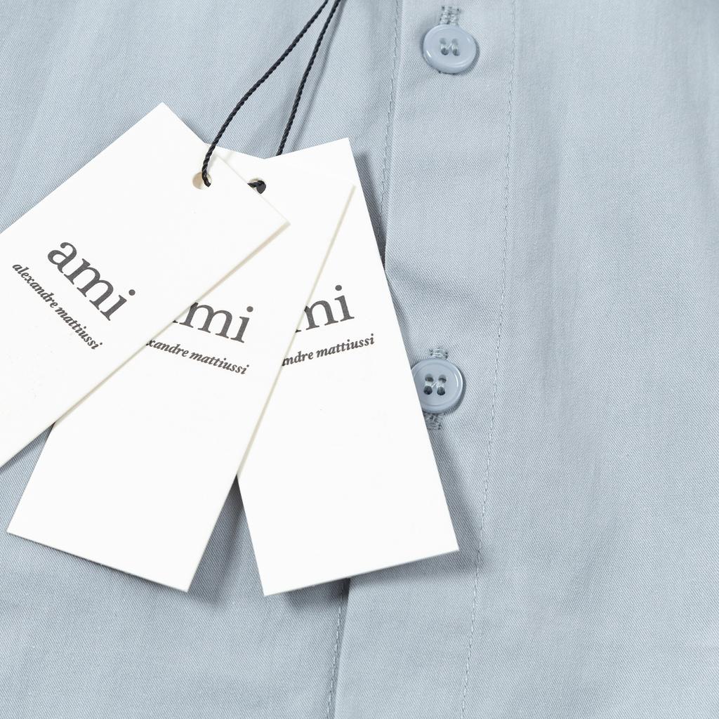 AMI Spring and Summer New Chest Color Small Heart Embroidery Casual Cotton Solid Color Long Sleeved Shirt