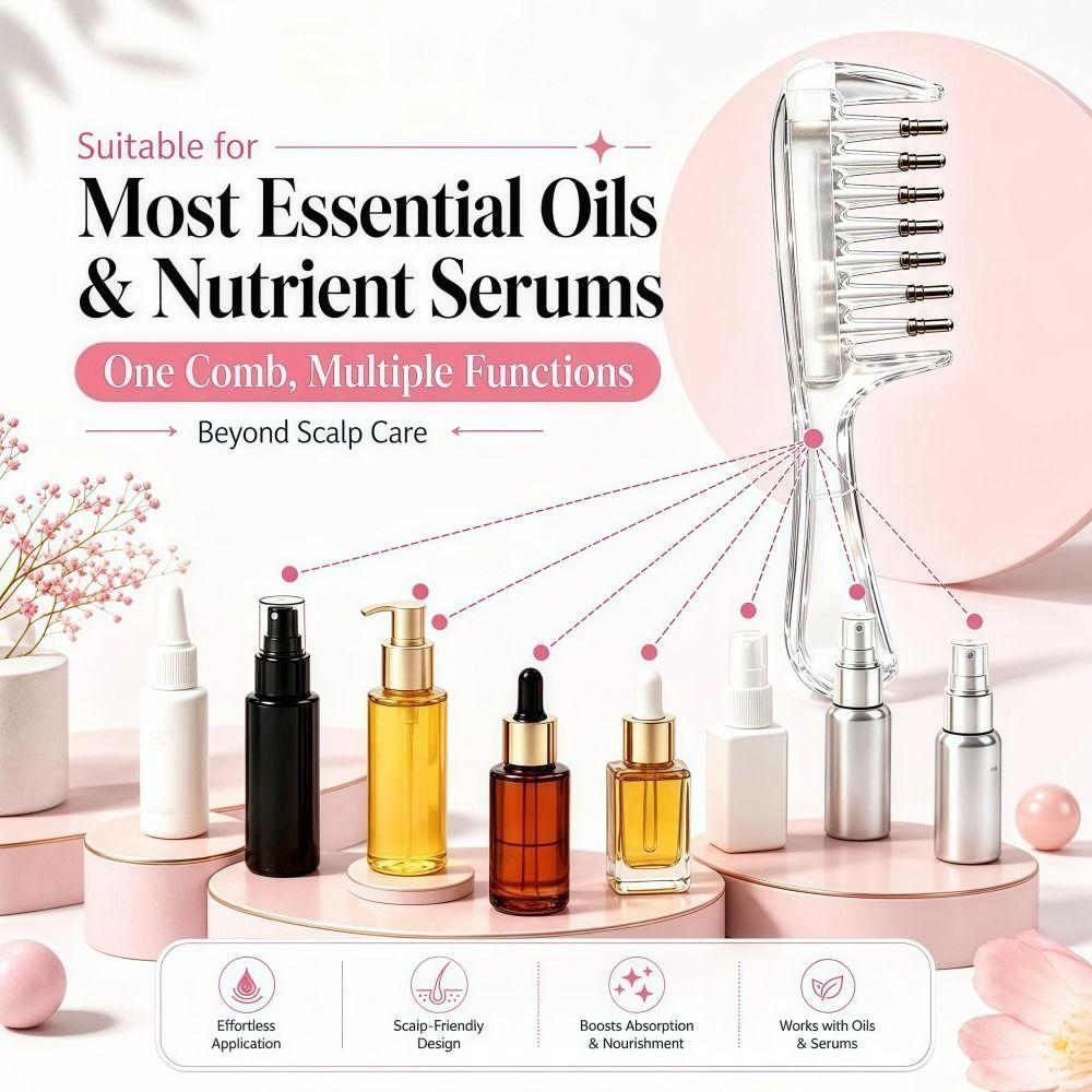 Transparent Scalp Liquid Applicator Comb Liquid Guiding Scalp Massager Comb Unisex