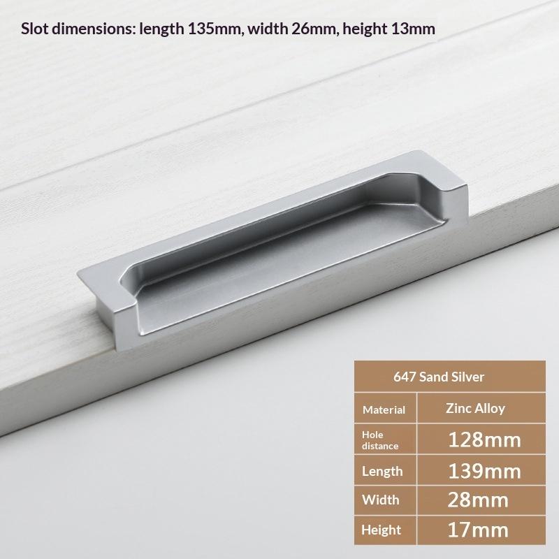 Zinklegierung Einlassbarer Klappgriff Griff Schrank Schubladengriffe Schranktür Eingelassener Öffnungsschlitz Schiebetürgriff Verlängerter Griff