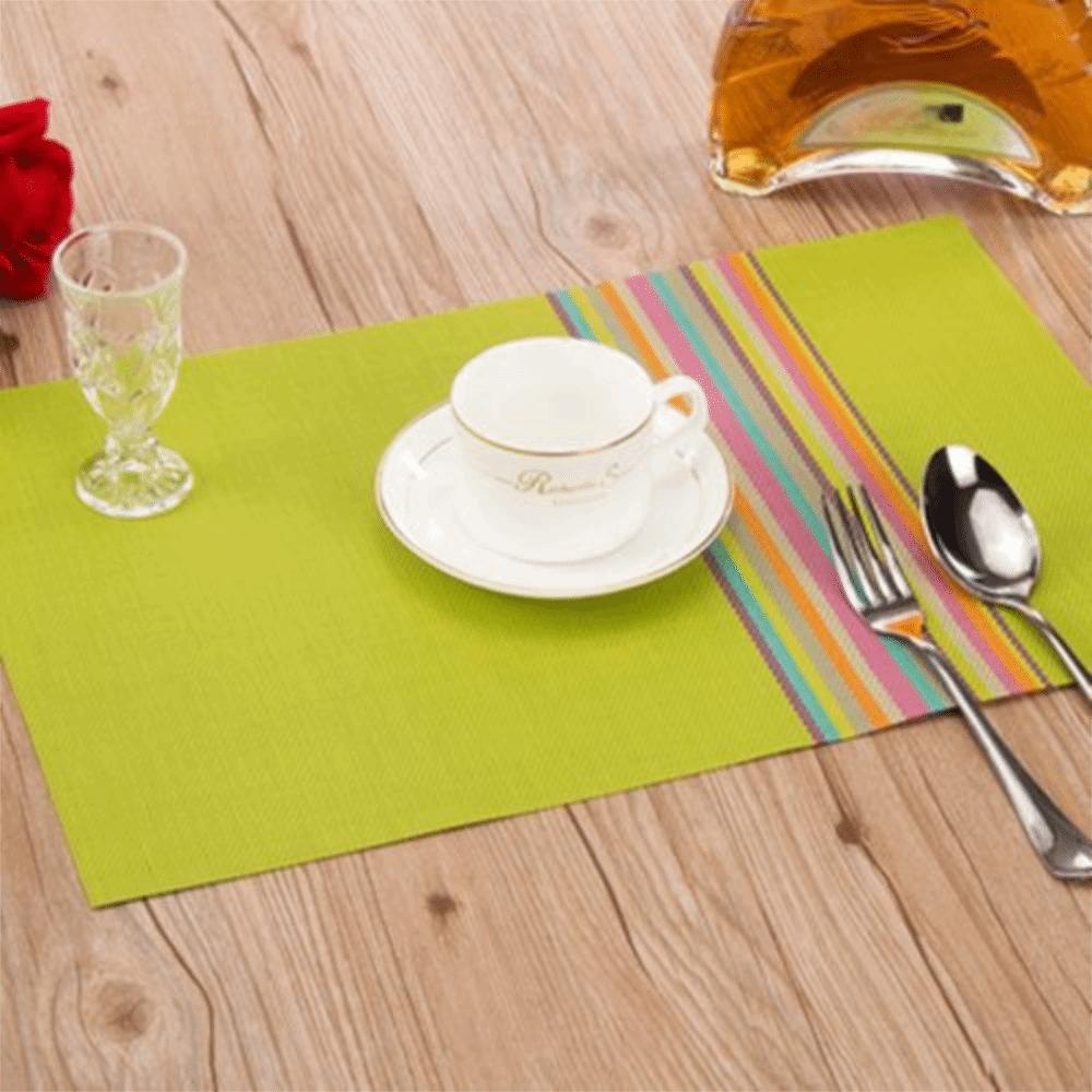 6 Pieces Waterproof Insulated Plate Mat PVC Place Mats Colorful Strip Table Mat  Dining Table
