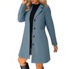 Women Winter Wool Coats Button Lapel Jacket Thickened Trench Coat  Elegant Windbreaker Solid Color Classic Mid-Length Coat