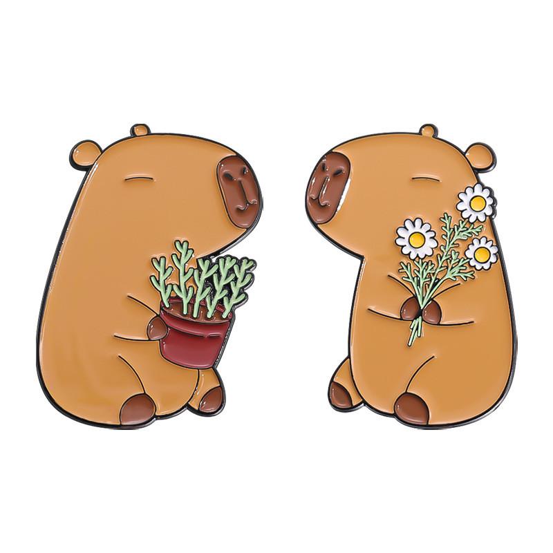 Creative Cute Capybara Shaped Cartoon Metal Brooch Colorful Alloy Badge Accessory For Summer Fashion