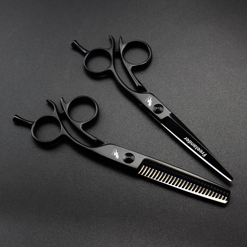 6.0" Black Pathfinder Hairdressing and Barber Serrated Scissors