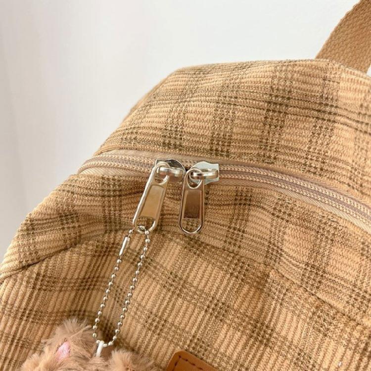 Harajuku Backpack for Girl Corduroy Lattice Backpack Large Capacity Daypacks Travel Bag Student School Backpack